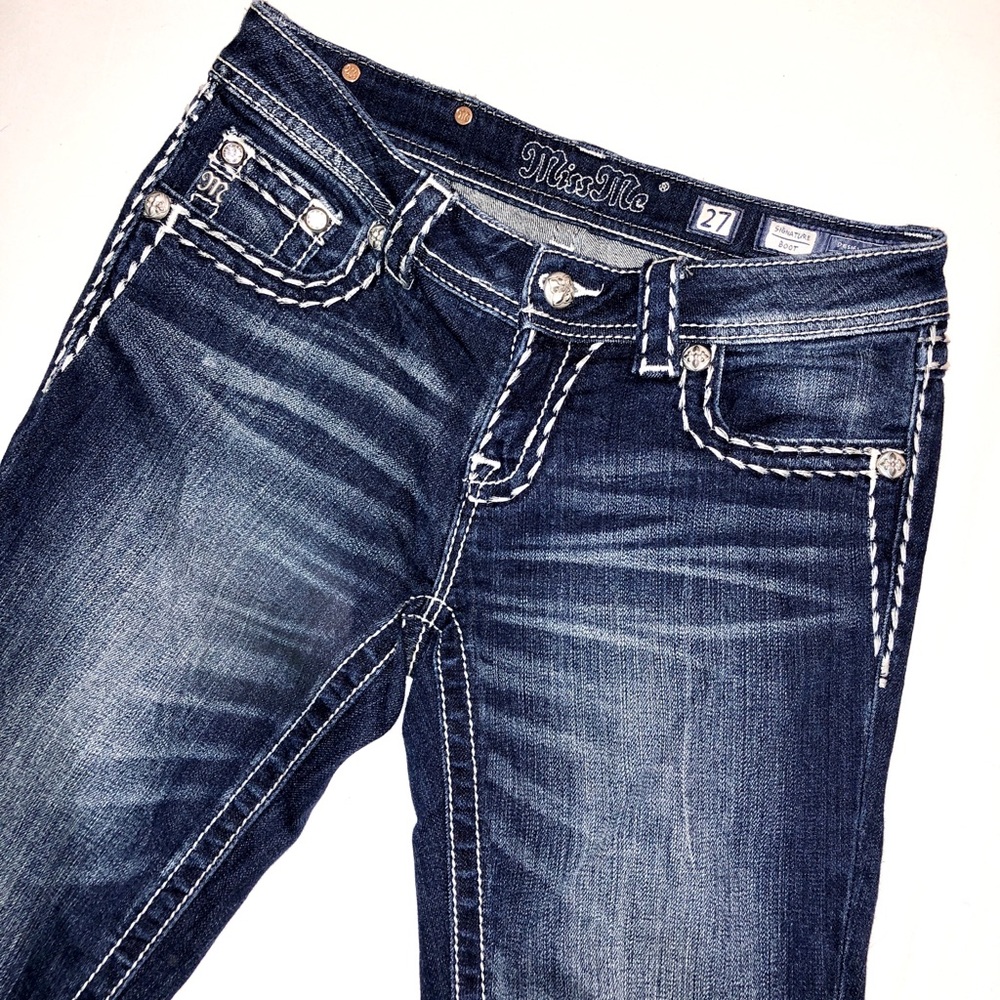 * Miss Me * distressed boot cut medium/ dark blue